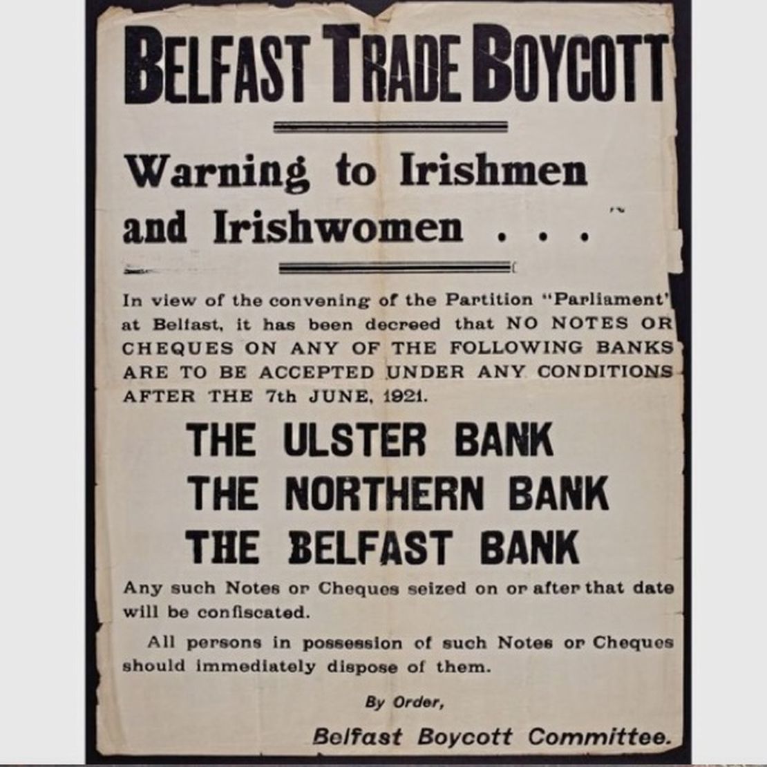 The Dáil orders the boycotting of Belfast unionist firms