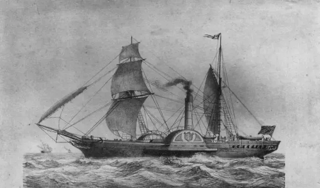 The 703-ton Sirius, the 1st ship to cross the Atlantic entirely under steam arrives in NY