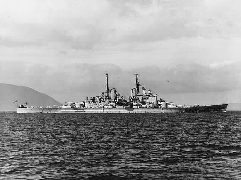 HMS Vanguard, Britains biggest and last battleship, was launched at Clydebank