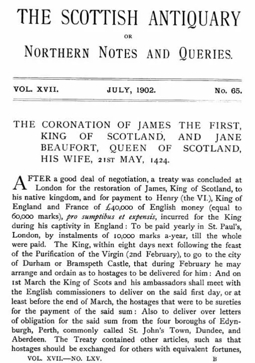 James I, is released from 18 years captivity in England